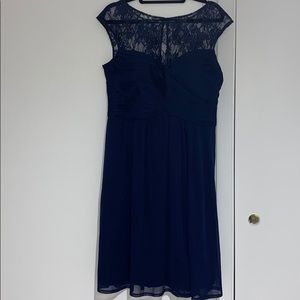 Melrose bridal navy blue sweetheart neckline dress